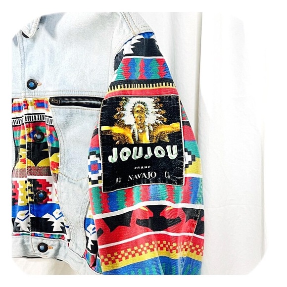 VTG 80s Denim Primary Color Navajo Print Jacket and Jeans Matching Set - Picture 6 of 10